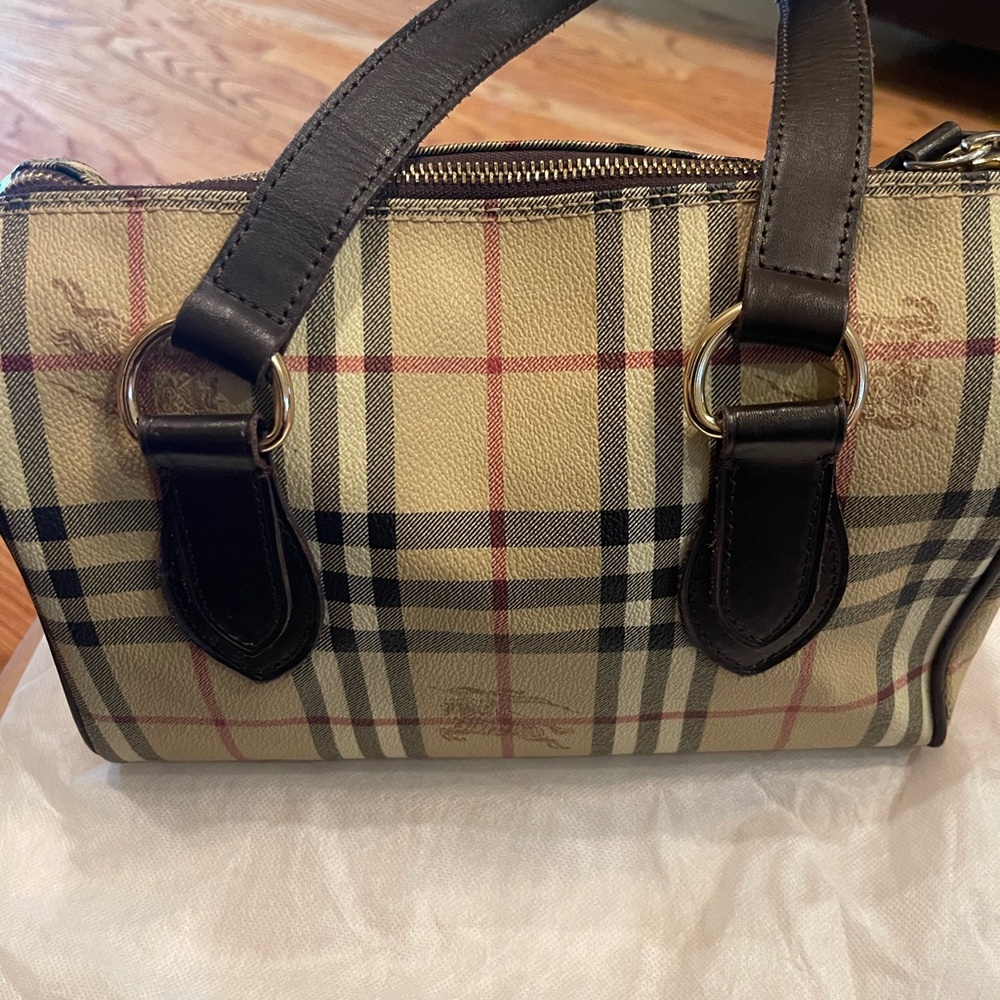 Burberry Tan and Black Plaid Satchel